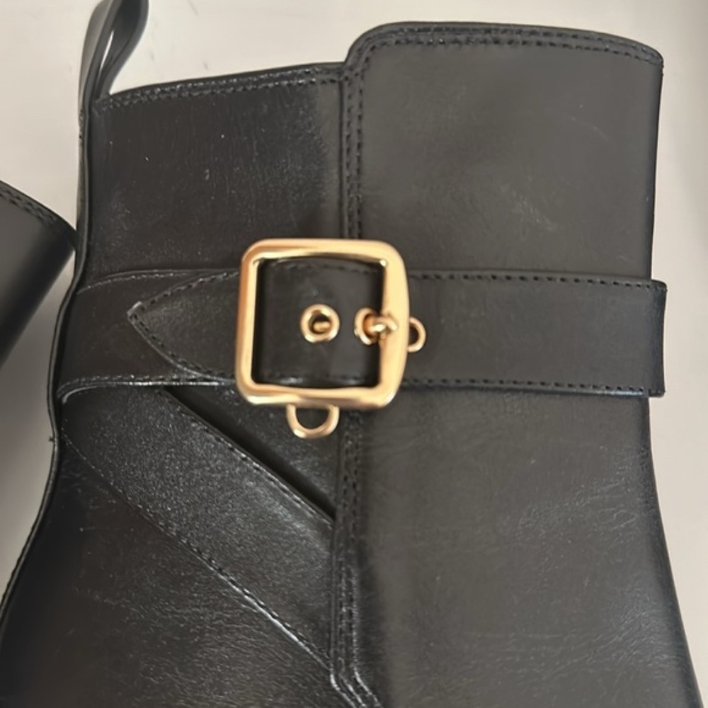 COACH Olivia bootie black leather ankle zipper size 6B block heel *missing chain - Picture 9 of 10